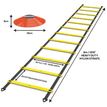 Load image into Gallery viewer, OWEMTECH Speed Agility Training Set - 20ft Long Ladders,12 Cones,Resistance Parachute - Indoor Outdoor Football, Soccer, Lacrosse, Hockey, Basketball Drill
